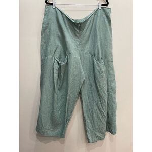 Terraware Wide Leg Linen Slouchy Crop Pants XXL Artsy Lagenlook Lightweight